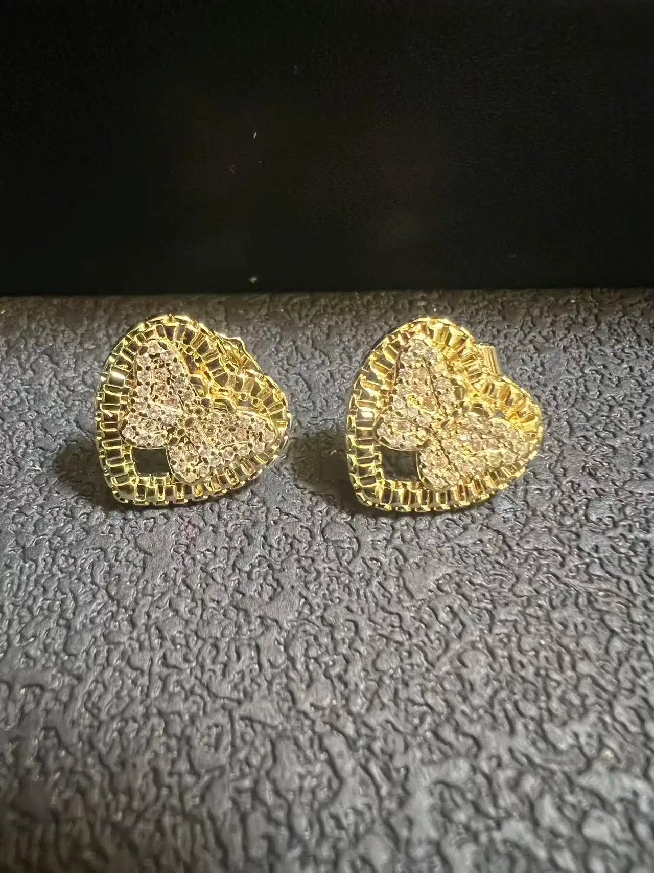 Nugget Heart  Stud Earring 18K Gold plated 12x11mm LuxeLash Studio