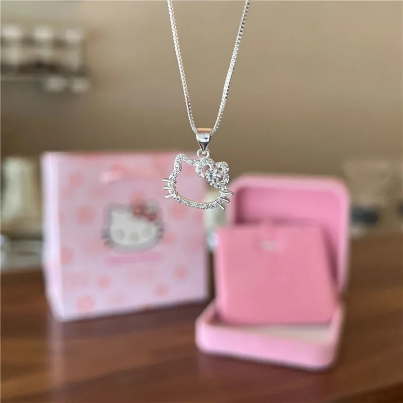 Hello Kitty Necklace For Women Sterling Silver Choker With Cute Pendant Best Friends Birthday Gift For Her Kawaii Jewelry Gift LuxeLash Studio