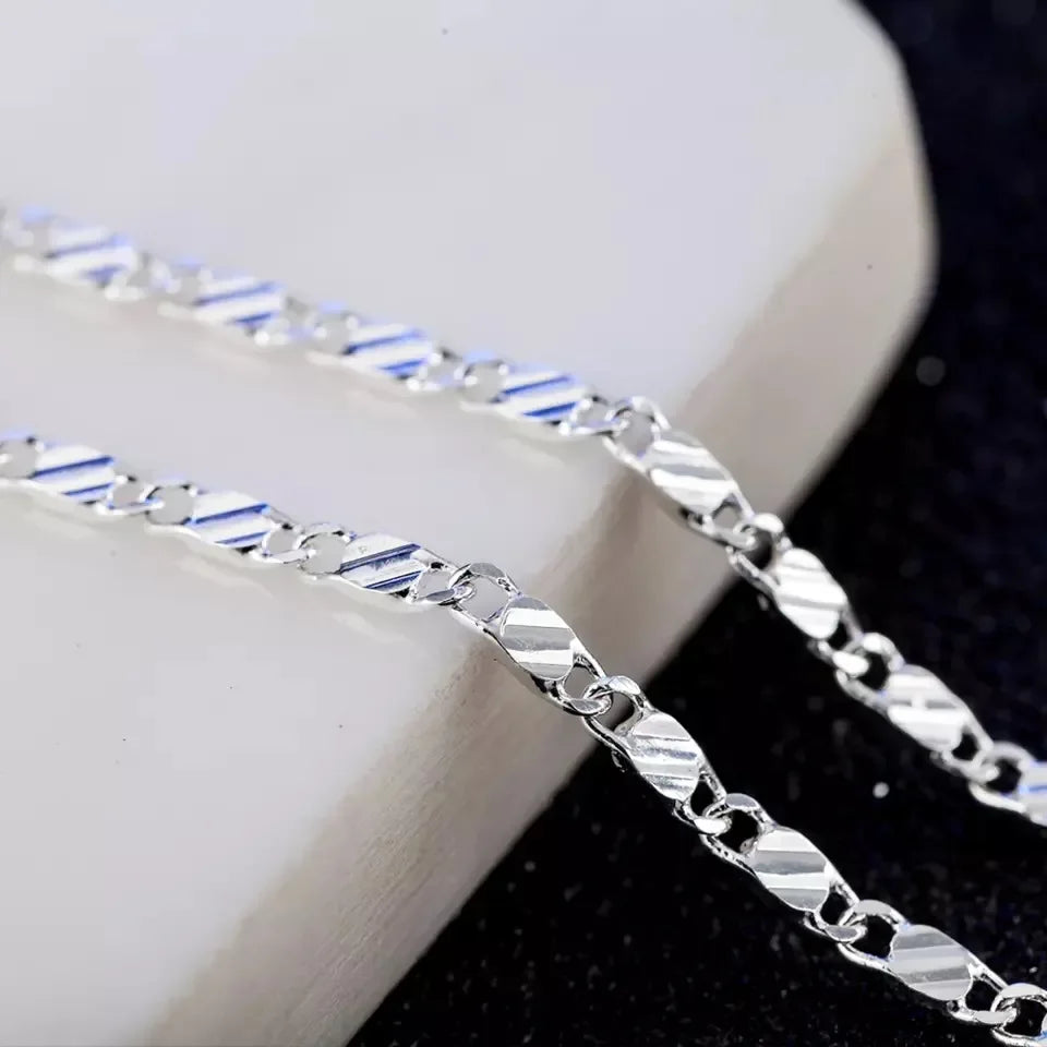 Fashion 18k Gold Necklace 2MM 16/18/20/22/24/26/28/30 Inch Side Chain Necklace For Women Men Jewelry 925 Silver Necklace LuxeLash Studio
