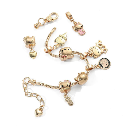 Cartoon cute kitty cat bracelet cartoon cute cat DIY beaded Hello Kitty Sanrio bracelet pendant jewelry LuxeLash Studio