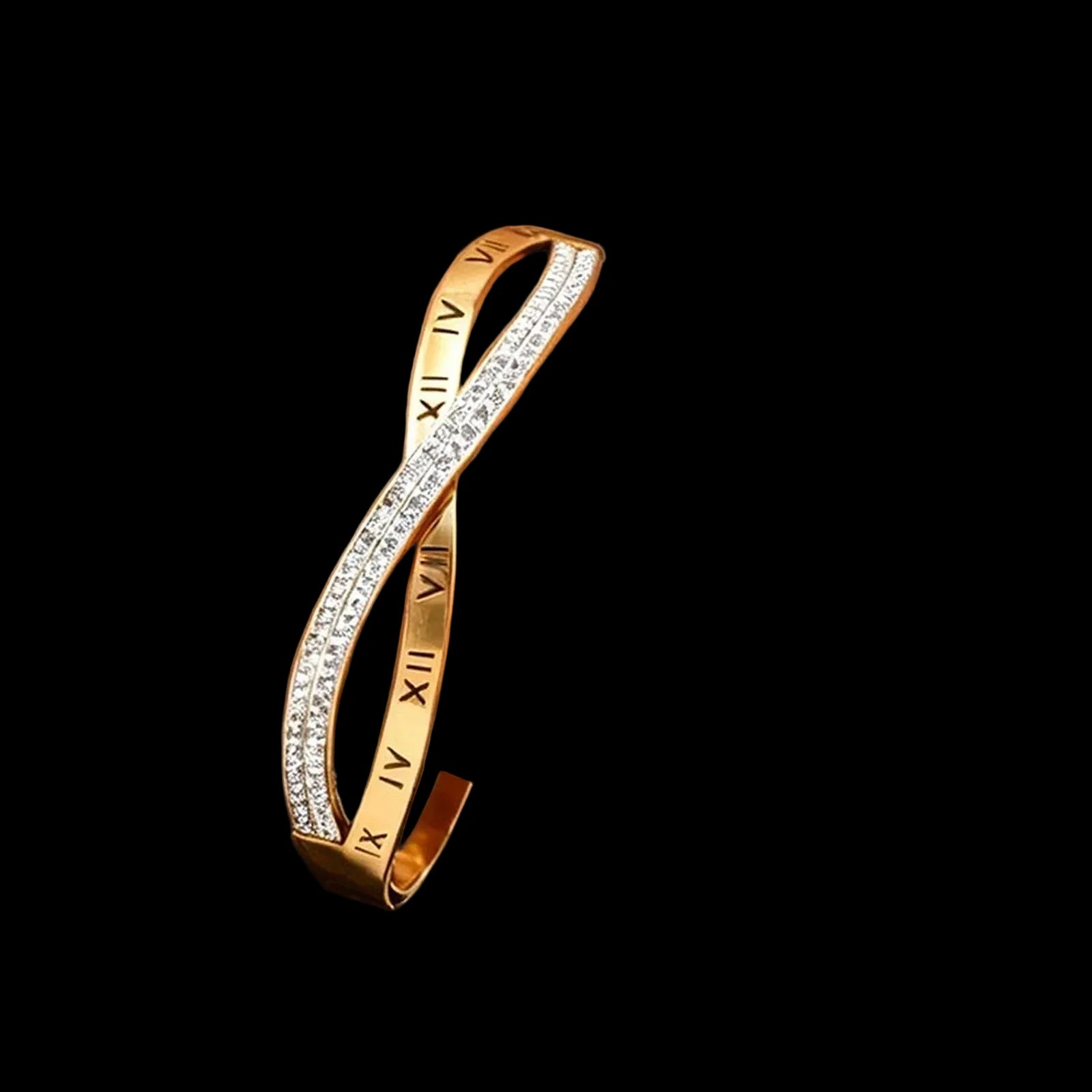 Shiny Zircon Crossed Stainless Steel Bangle Bracelet for Women, Gold Color Layered Stackable Female Waterproof Jewelry Gift LuxeLash Studio