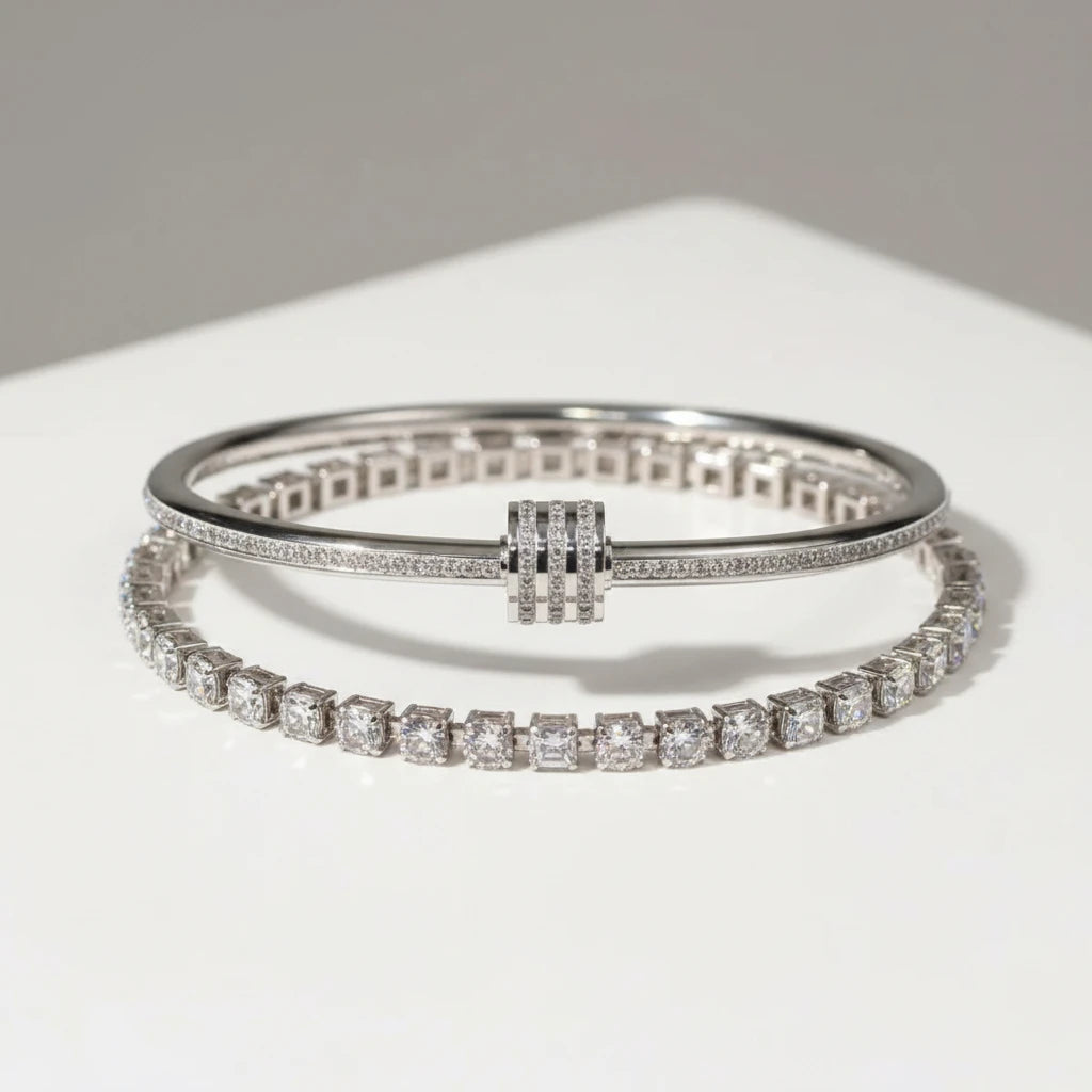 Light luxury Inlaid Zircon Bracelet for Women Fashion Titanium Steel Non fading Bracelet Jewelry Set LuxeLash Studio