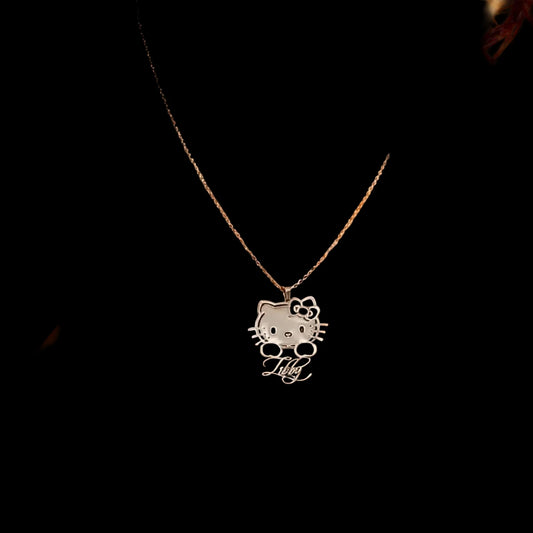 Custom Hello Kitty Name Necklace For Women Gold Color Stainless Steel Letter Necklace Personalized Cartoon Jewelry Birthday Gift LuxeLash Studio