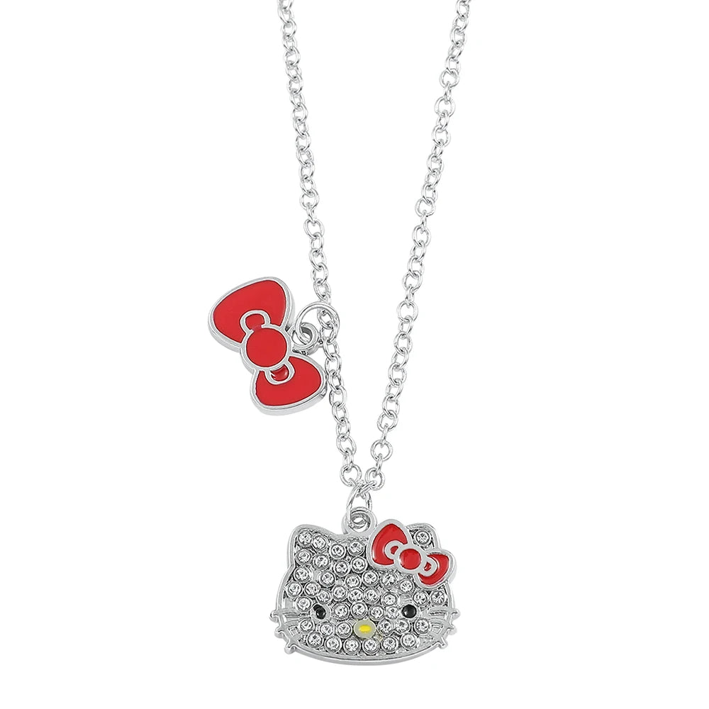 Kawaii Hello Kitty Heart Rhinestone Necklace Pendant Girls Clavicle Jewelry Kitty Cat Design Fashion Accessory LuxeLash Studio