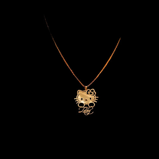 Custom Hello Kitty Name Necklace For Women Gold Color Stainless Steel Letter Necklace Personalized Cartoon Jewelry Birthday Gift LuxeLash Studio