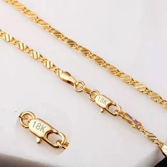 Fashion 18k Gold Necklace 2MM 16/18/20/22/24/26/28/30 Inch Side Chain Necklace For Women Men Jewelry 925 Silver Necklace LuxeLash Studio