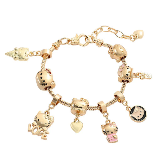 Cartoon cute kitty cat bracelet cartoon cute cat DIY beaded Hello Kitty Sanrio bracelet pendant jewelry LuxeLash Studio