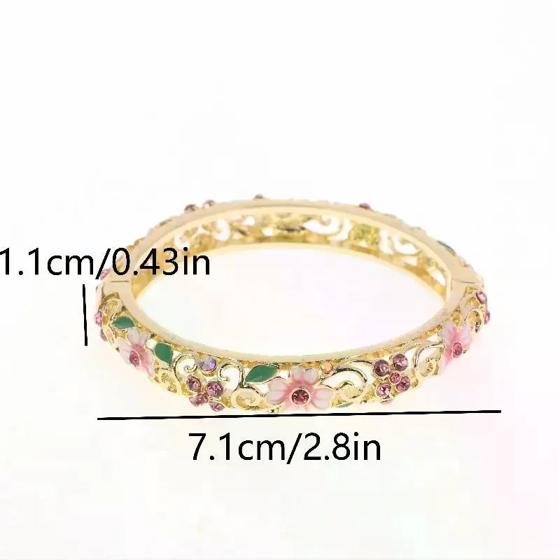 Vintage Cloisonne Bangle Ethnic-style Enamel Hollow Out Flower Bracelet Fashion Elegant Bangles For Women Jewelry Gifts LuxeLash Studio