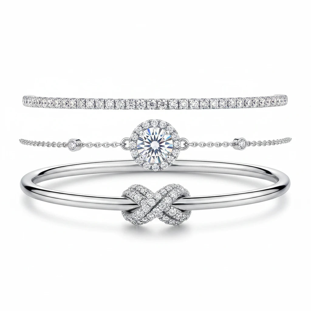 Light luxury Inlaid Zircon Bracelet for Women Fashion Titanium Steel Non fading Bracelet Jewelry Set LuxeLash Studio