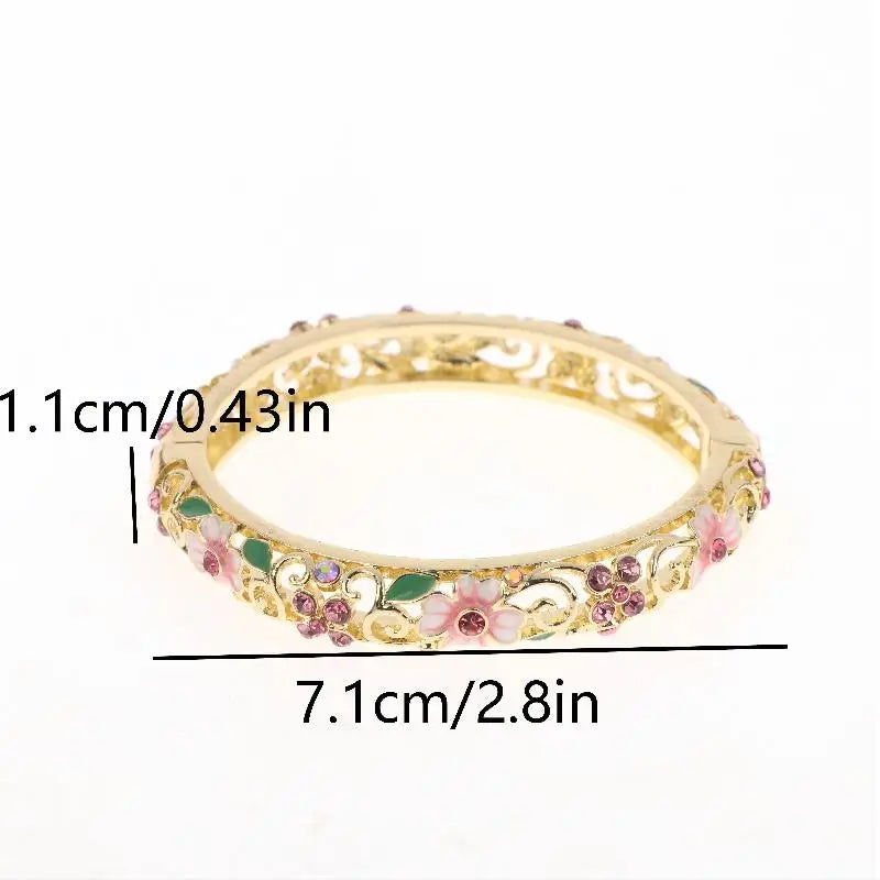 Vintage Cloisonne Bangle Ethnic-style Enamel Hollow Out Flower Bracelet Fashion Elegant Bangles For Women Jewelry Gifts LuxeLash Studio