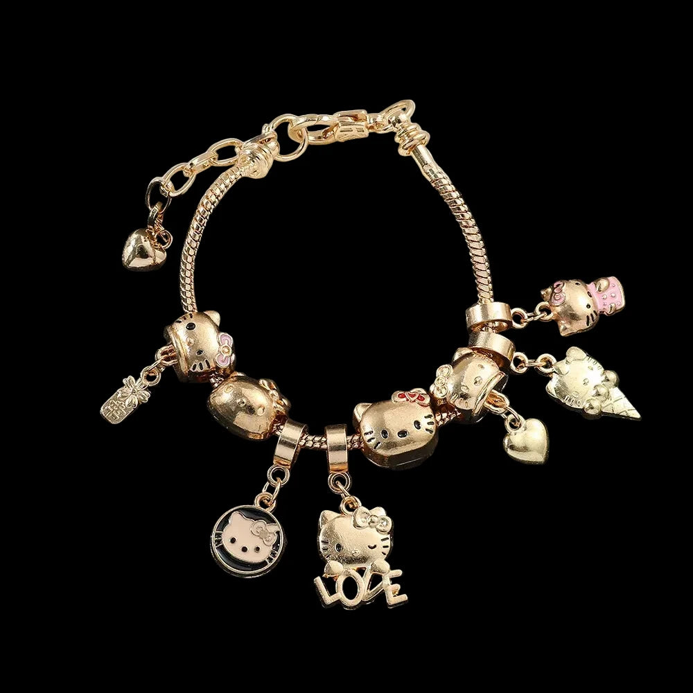 Cartoon cute kitty cat bracelet cartoon cute cat DIY beaded Hello Kitty Sanrio bracelet pendant jewelry LuxeLash Studio