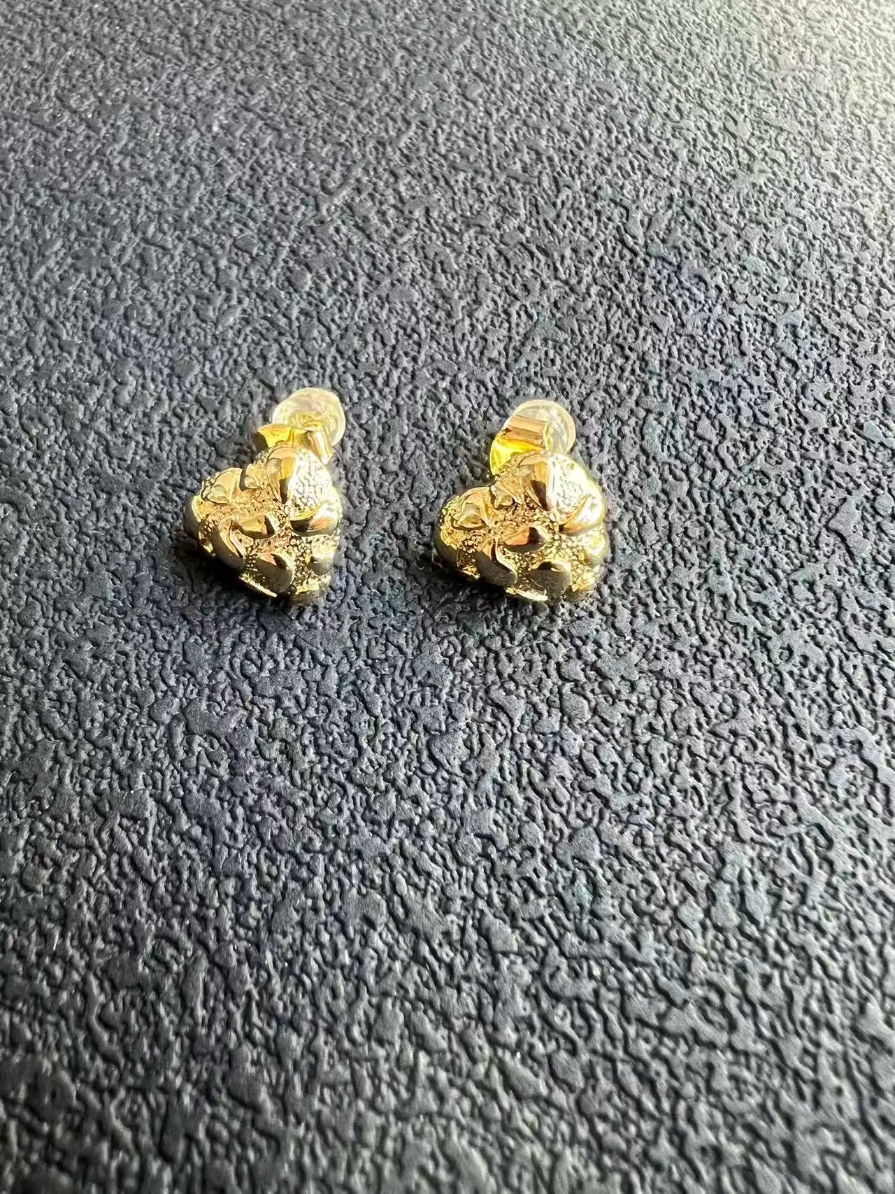 Nugget Heart  Stud Earring 18K Gold plated 12x11mm LuxeLash Studio