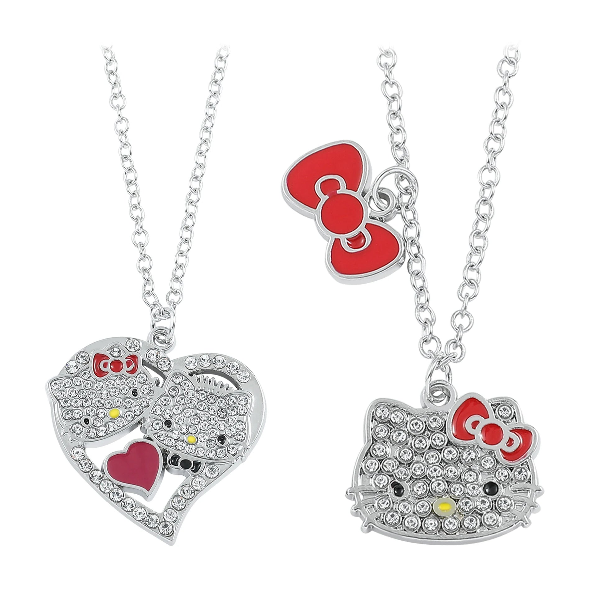 Kawaii Hello Kitty Heart Rhinestone Necklace Pendant Girls Clavicle Jewelry Kitty Cat Design Fashion Accessory LuxeLash Studio