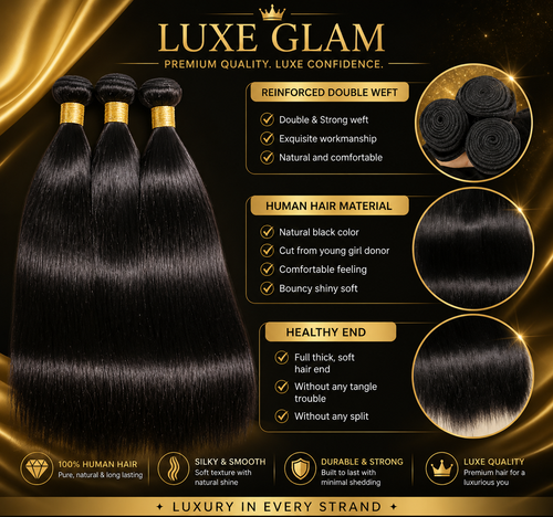 Unprocessed Brazilian Straight Human Hair Bundles Natural Color Raw Remy Hair Weave Extensions for Women